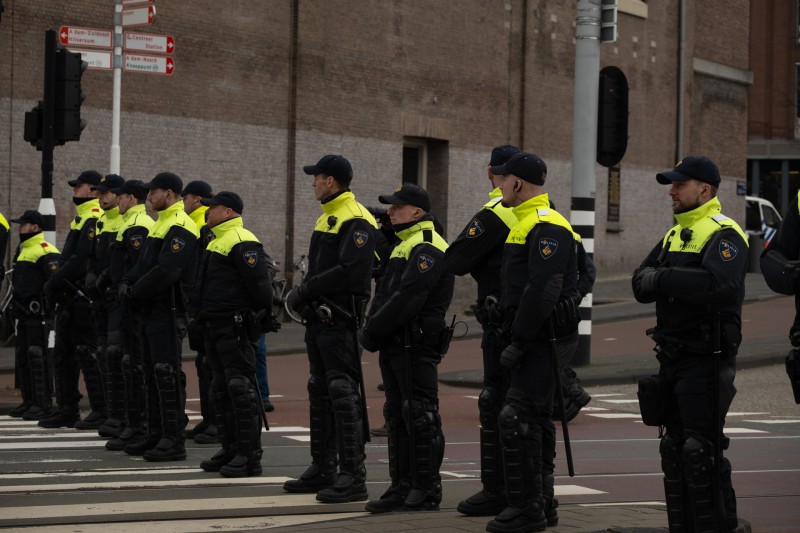 Amsterdam, protest bij opening Nationaal Holocaustmuseum ivm aanwezigheid Israëlische president